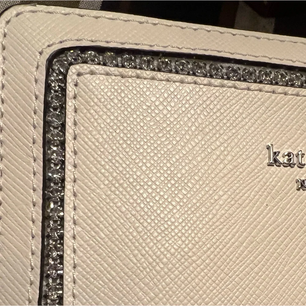 Kate Spade Meringue Madison Wallet with Silver Rhinestone Accents